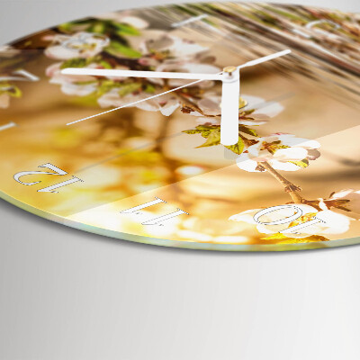 Glas wanduhr Blumen
