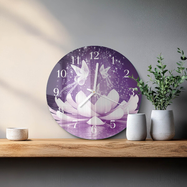 Glas wanduhr Blume