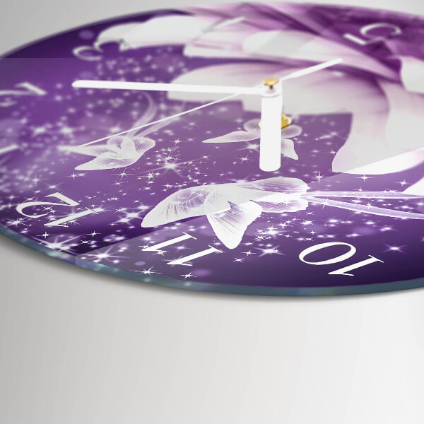 Glas wanduhr Blume