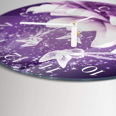 Glas wanduhr Blume