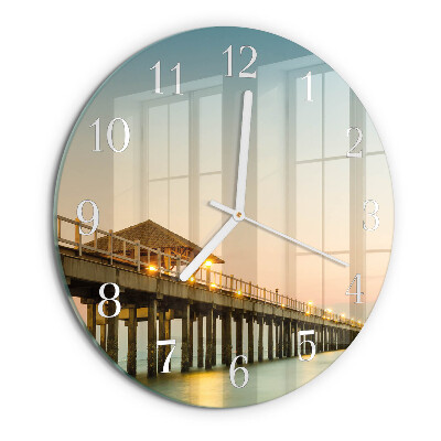 Glas wanduhr Holzsteg