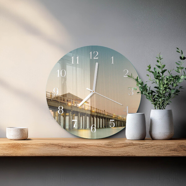 Glas wanduhr Holzsteg