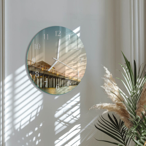 Glas wanduhr Holzsteg