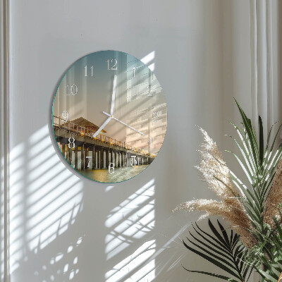 Glas wanduhr Holzsteg