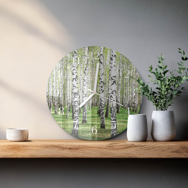 Glas wanduhr Birke