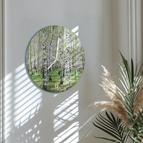 Glas wanduhr Birke