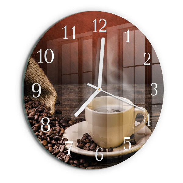Glas wanduhr Kaffee