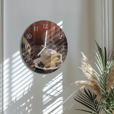 Glas wanduhr Kaffee