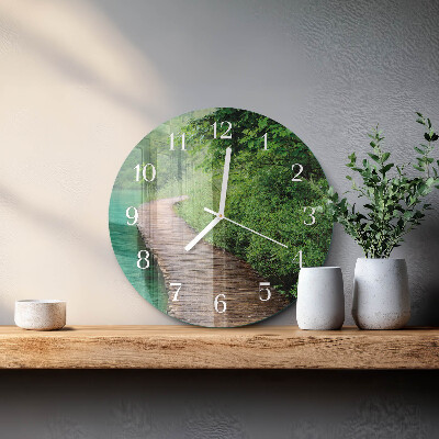 Glas wanduhr Holzsteg