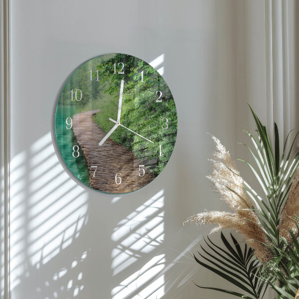 Glas wanduhr Holzsteg