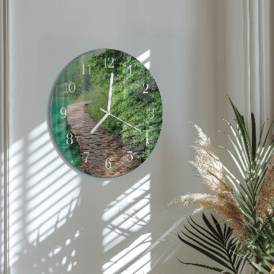 Glas wanduhr Holzsteg