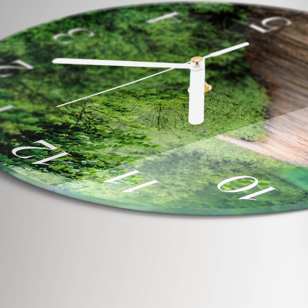 Glas wanduhr Holzsteg