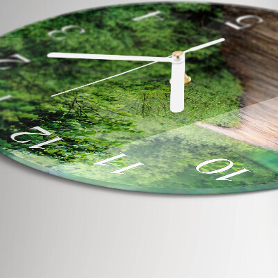 Glas wanduhr Holzsteg