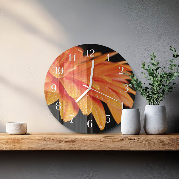 Glas wanduhr Gerbera