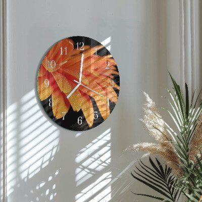 Glas wanduhr Gerbera