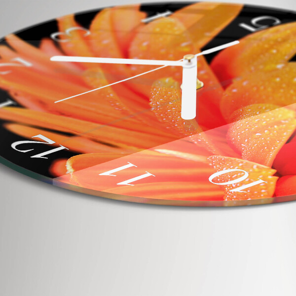 Glas wanduhr Gerbera