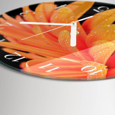 Glas wanduhr Gerbera