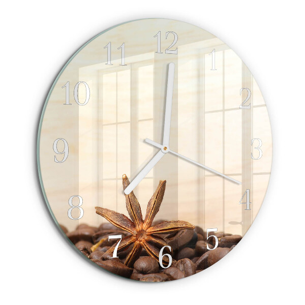 Glas wanduhr Kaffeebohnen