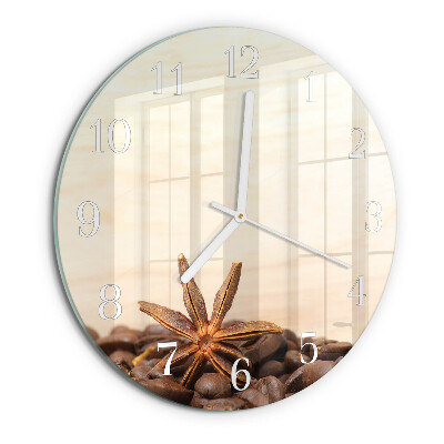 Glas wanduhr Kaffeebohnen