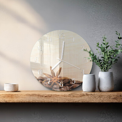 Glas wanduhr Kaffeebohnen