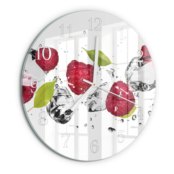 Glas wanduhr Himbeeren