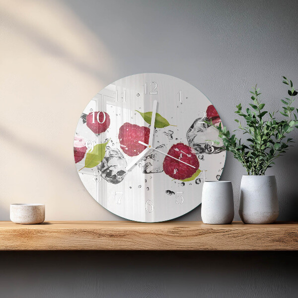 Glas wanduhr Himbeeren