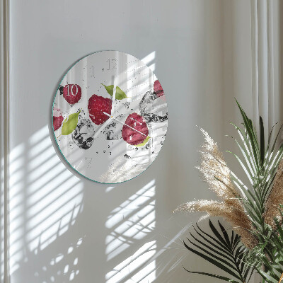 Glas wanduhr Himbeeren