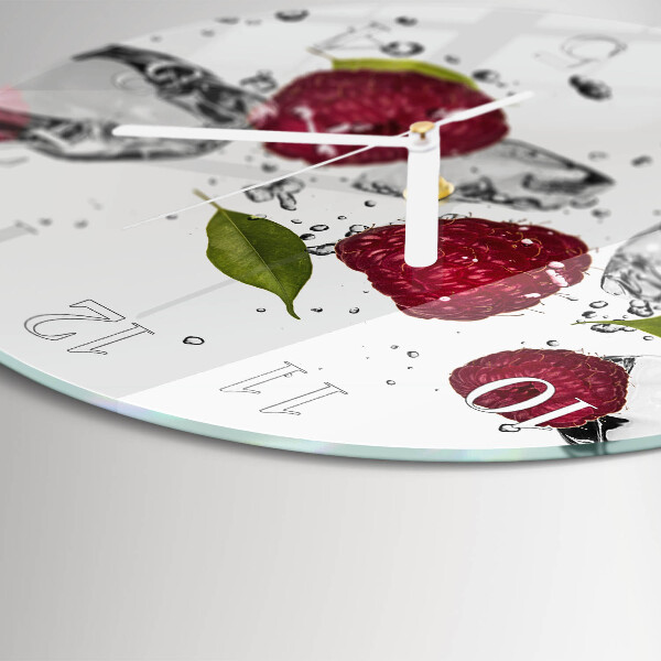 Glas wanduhr Himbeeren