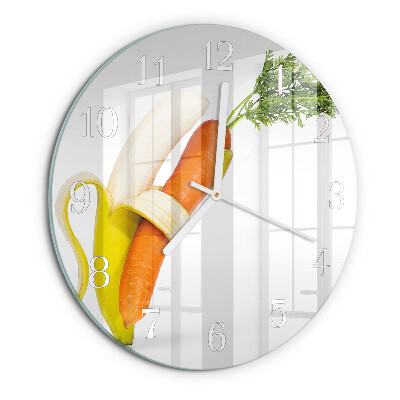 Glas wanduhr Karotten und Bananen