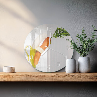 Glas wanduhr Karotten und Bananen
