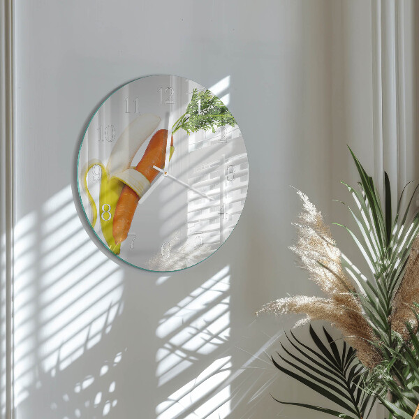 Glas wanduhr Karotten und Bananen