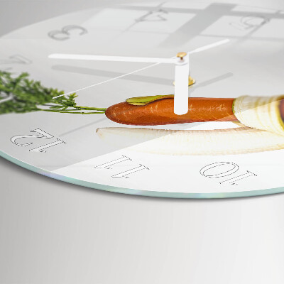 Glas wanduhr Karotten und Bananen