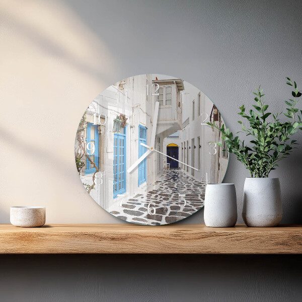 Glas wanduhr Santorini