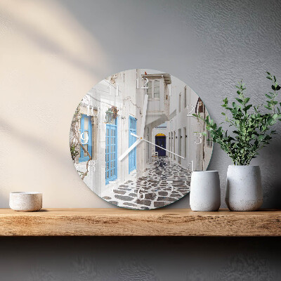 Glas wanduhr Santorini