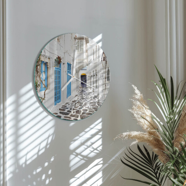 Glas wanduhr Santorini