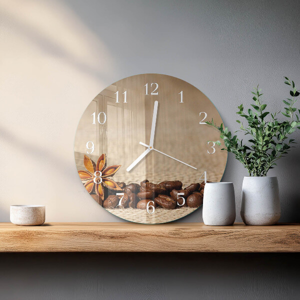 Glas wanduhr Kaffeebohnen