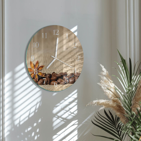 Glas wanduhr Kaffeebohnen