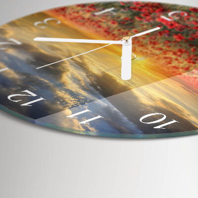 Glas wanduhr Mohnfeld