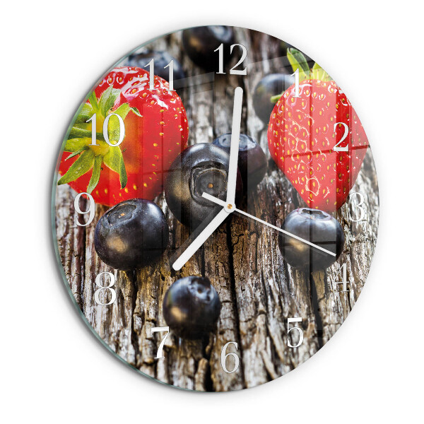 Glas wanduhr Blaubeeren