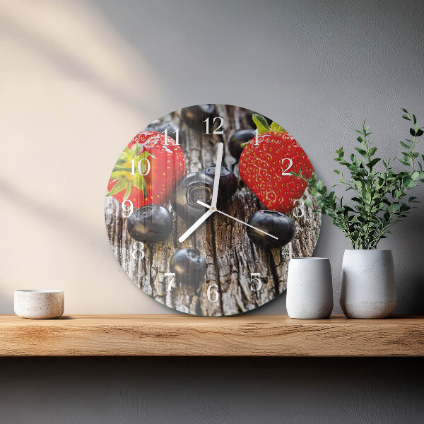 Glas wanduhr Blaubeeren