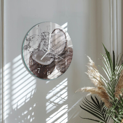 Glas wanduhr Kokosnüsse