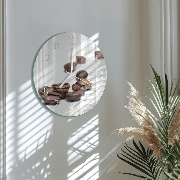 Glas wanduhr Kaffeebohnen