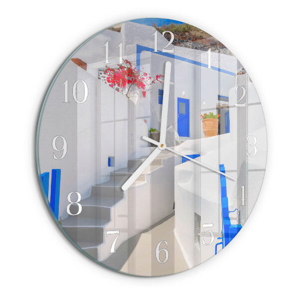 Glas wanduhr Santorini