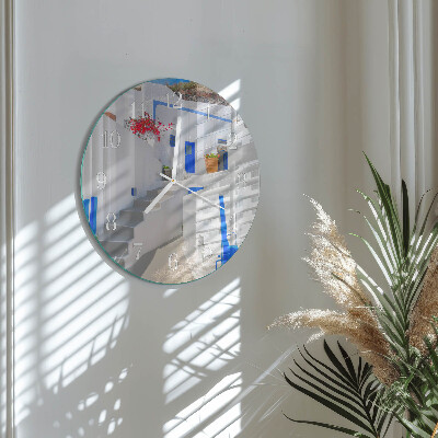 Glas wanduhr Santorini