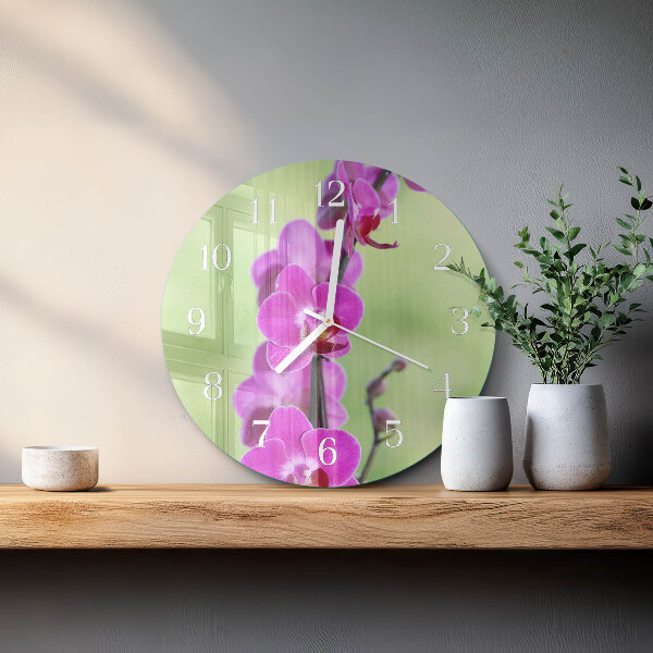 Glas wanduhr Orchidee