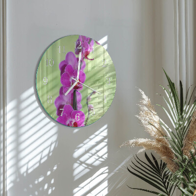 Glas wanduhr Orchidee