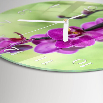 Glas wanduhr Orchidee