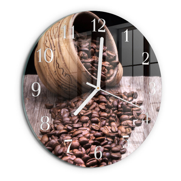 Glas wanduhr Kaffeebohnen