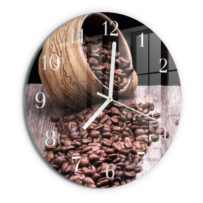 Glas wanduhr Kaffeebohnen