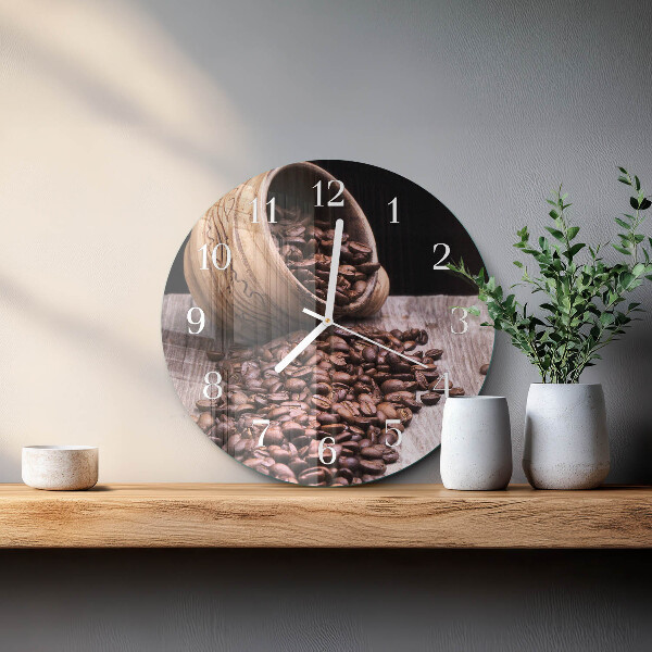 Glas wanduhr Kaffeebohnen